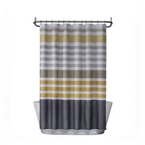 The Big One Striped Shower Curtain in Gray and Gold
